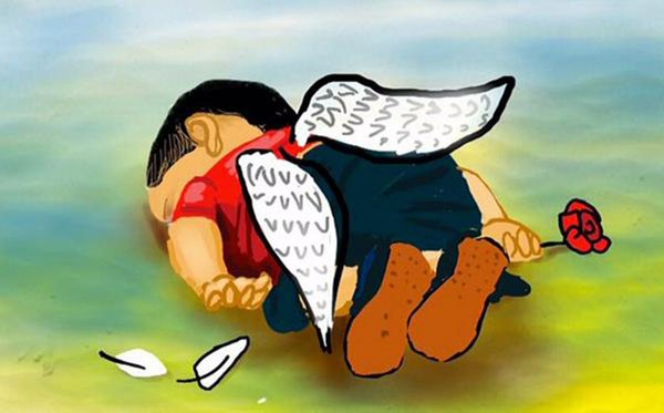 بالصور.. فنانو العالم يودّعون آلان السوري برسوم تدمي القلب