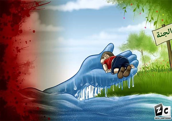 بالصور.. فنانو العالم يودّعون آلان السوري برسوم تدمي القلب