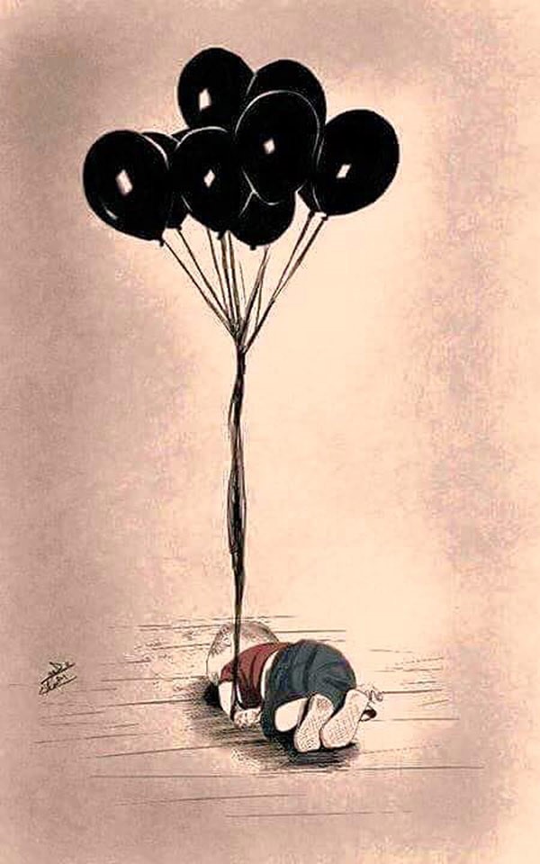 بالصور.. فنانو العالم يودّعون آلان السوري برسوم تدمي القلب
