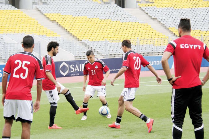 لاعبو منتخب مصر في التدريبات الاخيرة