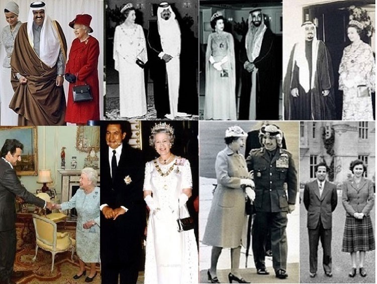 الملكة فوق من اليمن مع سمو الاميرالراحل الشيخ جابر الاحمد الصباح، ومع الراحل مؤسس الامارات العربية المتحدة الشيخ زايد بن سلطان ال نهيان، ومع امير قطر الاسبق الشيخ خليفة بن حمد ال ثاني، ومع ابنه حاكمها السابق الشيخ حمد بن خليفة، ثم مع الراحل ملك العراق فيصل الثاني، ومع العاهل الاردني الراحل الملك حسين، والرئيس المصري المخلوع حسني مبارك وامير قط