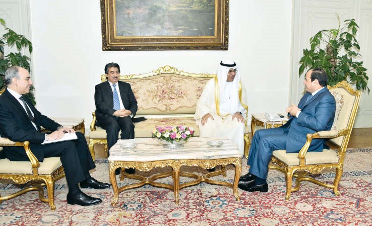 الرئيس عبدالفتاح السيسي خلال استقباله نائب رئيس مجلس الامة مبارك الخرينج