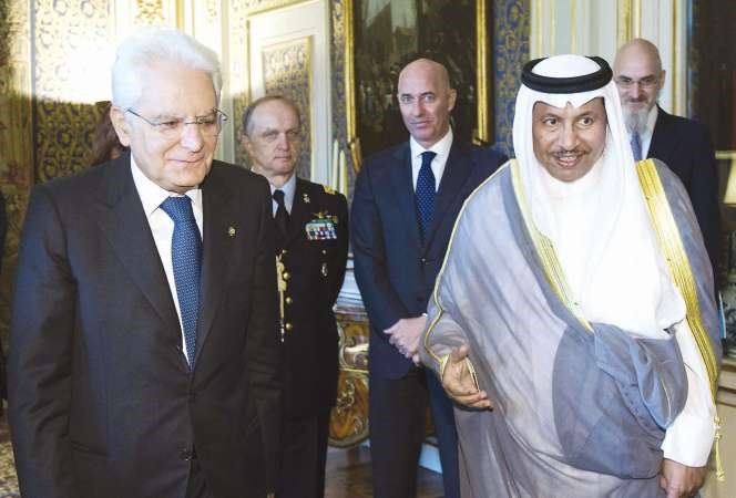 الرئيس الايطالي سيرجو ماتاريللا مستقبلا سمو رئيس الوزراء الشيخ جابر المبارك افپ