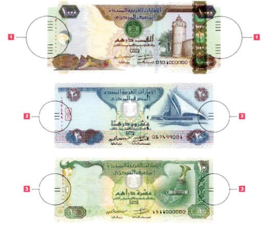 الفئات النقدية الجديدة التي طرحتها الامارات للمكفوفين