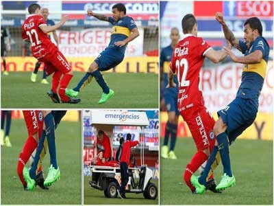 بالفيديو.. تيفيز "المتهور" يكسر قدم لاعبٍ أرجنتيني