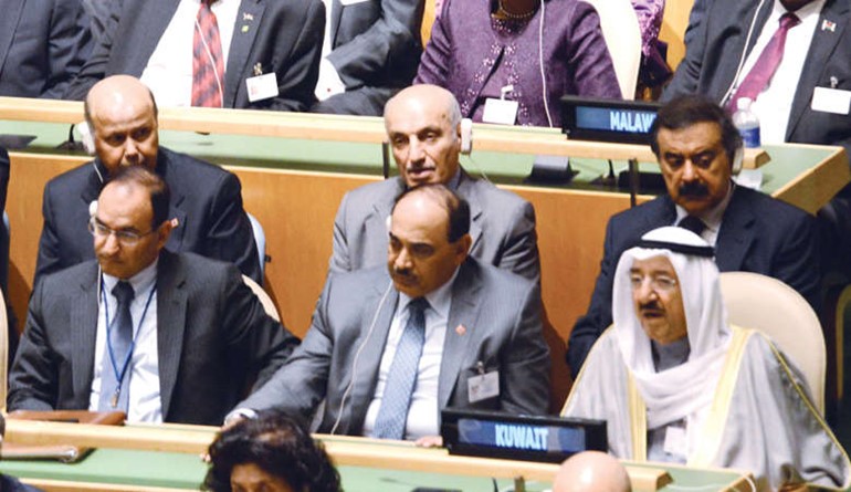 صاحب السمو الامير الشيخ صباح الاحمد مترئسا وفد الكويت في الامم المتحدة