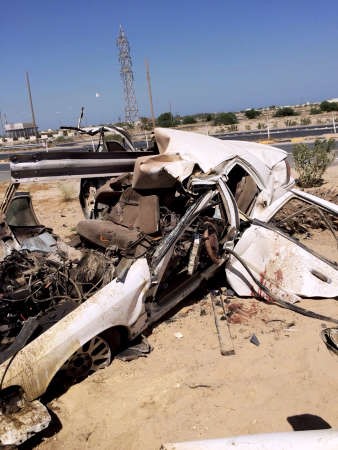 المركبة هكذا بدت بعد الحادث المروع