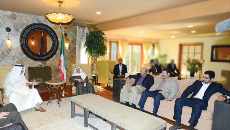 صاحب السمو الامير الشيخ صباح الاحمد وسمو الشيخ جابر المبارك والسفير احمد فهد الفهد والشيخ خالد العبدالله﻿