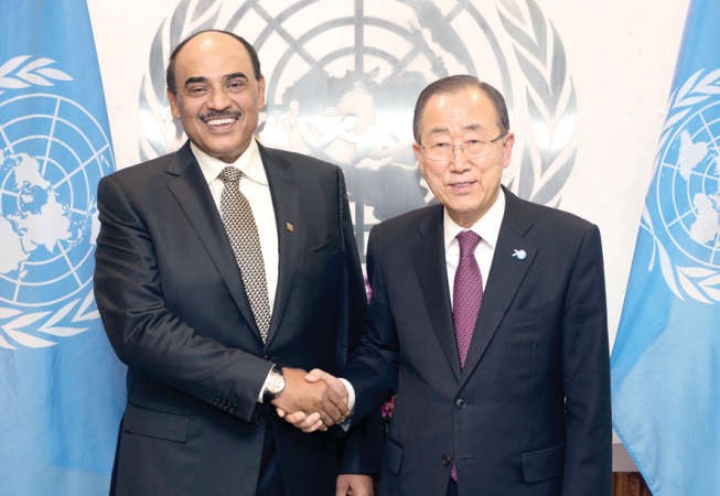 الشيخ صباح الخالد والامين العام للامم المتحدة بان كي مون