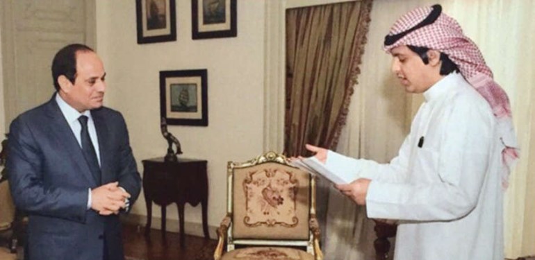 فهد الخرينج نجل نائب رئيس مجلس الامة مبارك الخرينج يلقي خطابا امام الرئيس المصري عبدالفتاح السيسي في القاهرة ﻿