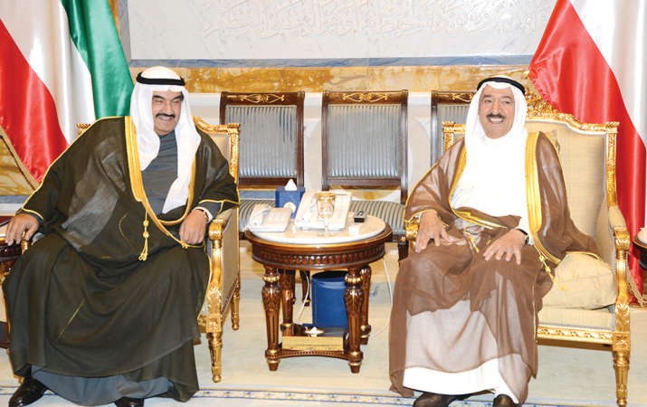 صاحب السمو الامير الشيخ صباح الاحمد خلال استقباله سمو الشيخ ناصر المحمد 