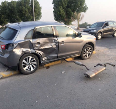 المركبة المتضررة في حادث الجهراء ﻿