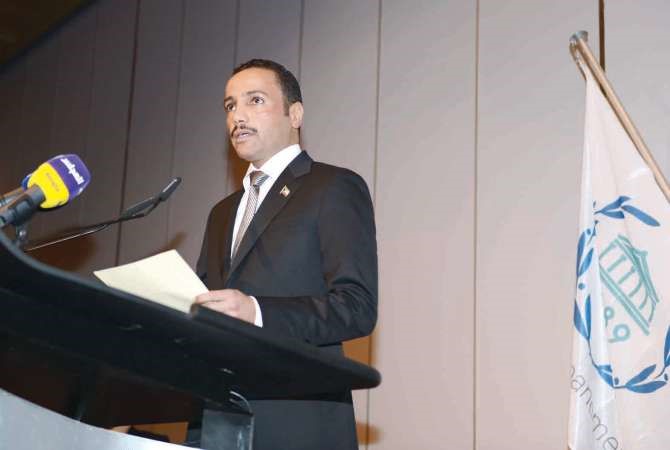 رئيس مجلس الامة مرزوق الغانم متحدثا في الجلسة العامة لمؤتمر البرلمان الدولي 133 في جنيف