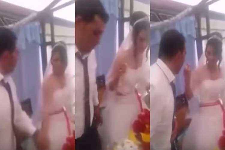 بالفيديو.. عريس يضرب عروسه بعدما حاولت أن تمازحه أمام المدعوين!