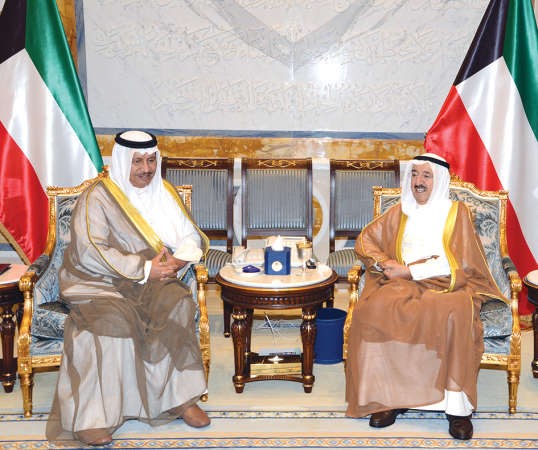 صاحب السمو الامير لدى استقباله سمو رئيس الوزراء الشيخ جابر المبارك