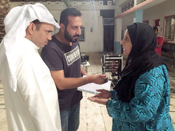 اسمهان توفيق واحمد العونان وتوجيهات من المخرج خالد جمال لتصوير احد المشاهد