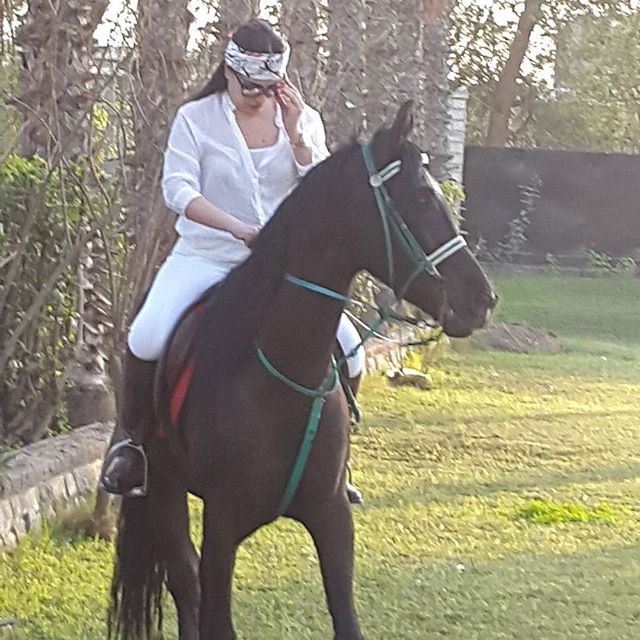بالصور.. "شيريهان" وقصة حب مع الخيول برعاية أحمد مظهر