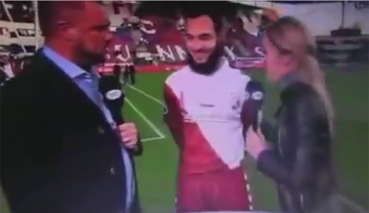 بالفيديو.. لاعب هولندي من اصل مغربي يثير الجدل برفضه "مصافحة" صحافية هولندية