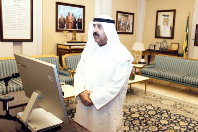 الشيخ مشعل الاحمد اثناء تدشين الخطة الاستراتيجية الثانية لتطوير الحرس الوطني﻿