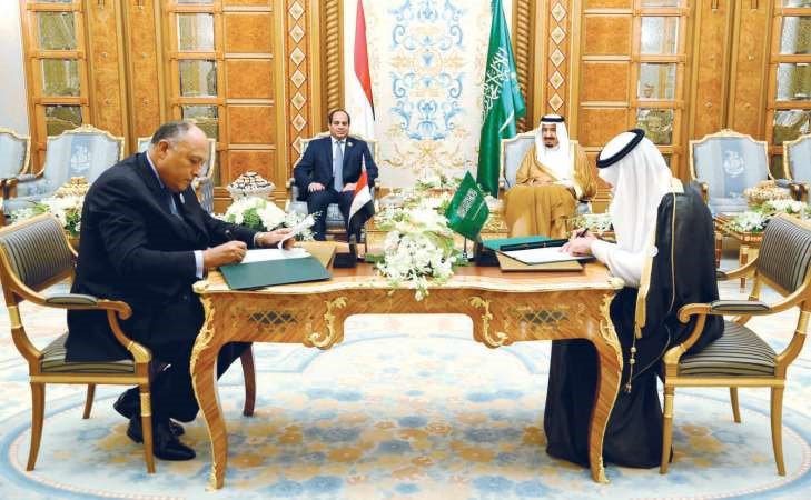 خادم الحرمين الشريفين الملك سلمان بن عبدالعزيز والرئيس المصري عبدالفتاح السيسي يشهدان توقيع محضر انشاء مجلس تنسيق سعوديمصري	 واس﻿