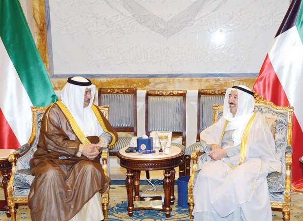 صاحب السمو الامير لدى استقباله سمو رئيس الوزراء الشيخ جابر المبارك﻿