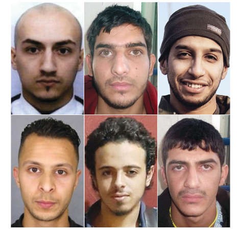صورة مجمعة تظهر المتهمين الرئيسيين المشتبه بتورطهم في اعتداءات باريس 	افپ ﻿