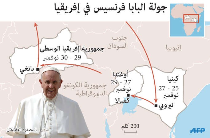 بابا الفاتيكان يدين «الظلم الفظيع»  في أفريقيا