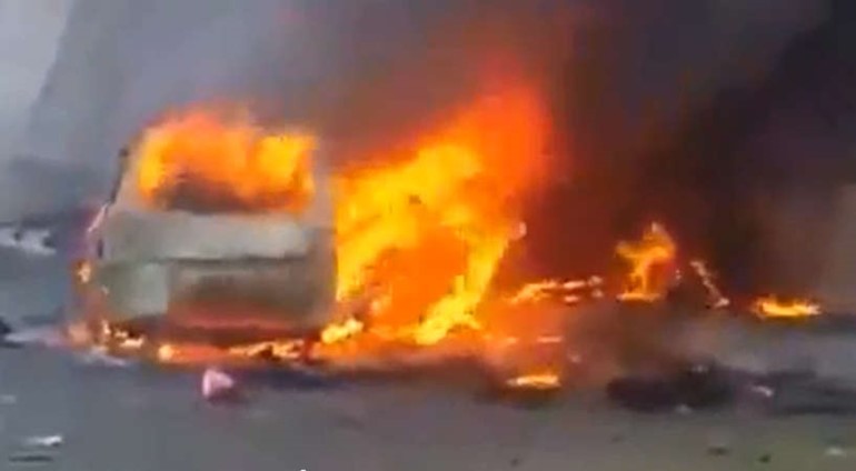 صورة عن فيديو للحظة انفجار سيارة محافظ عدن 