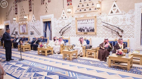 خادم الحرمين الشريفين الملك سلمان بن عبدالعزيز يستقبل اعضاء المعارضة السورية بحضور صاحب السمو الملكي الامير محمد بن نايف بن عبدالعزيز ولي العهد نائب رئيس مجلس الوزراء وزير الداخلية وصاحب السمو الملكي الامير محمد بن سلمان بن عبدالعزيز ولي ولي العهد ال