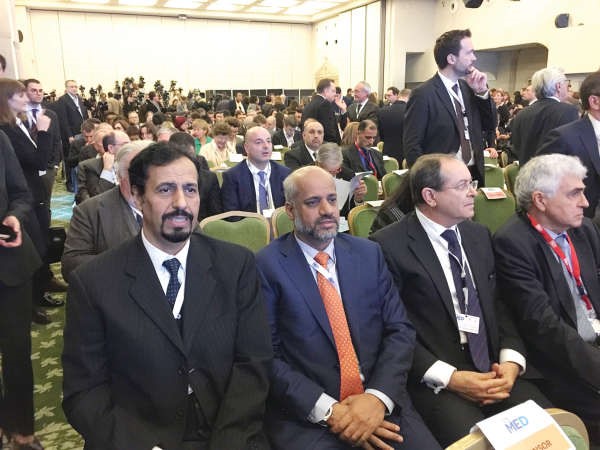  الشيخ علي الخالد خلال تمثيله الكويت في منتدى الحوار المتوسطي﻿