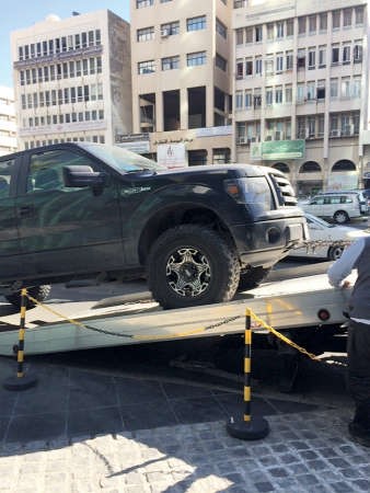 احد المركبات التي تم ضبطها في الحملة﻿