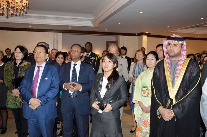 القائم بالاعمال الاماراتي عارف الطنيجي وسفير بنغلاديش محمد اشهب الدين وسفير باكستان محمد اسلم خان ﻿