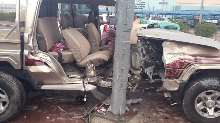 المركبة تحطمت تماما فى حادث جنوب السرة ﻿