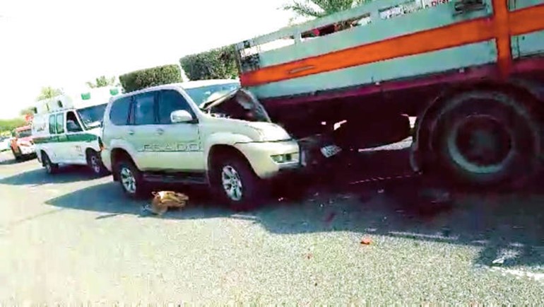 المركبة التي اصطدمت بالشاحنة 