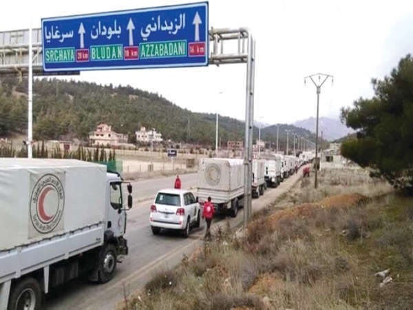 شاحنات الاغاثة في طريقها الى مضايا انترنت