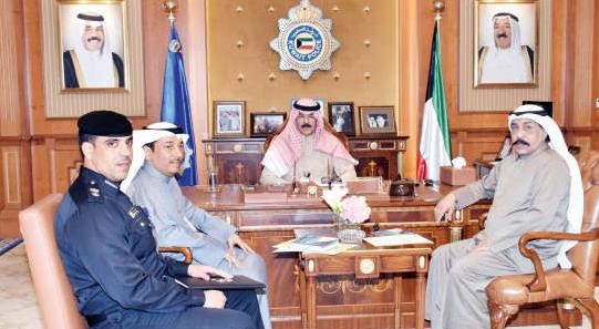 الشيخ محمد الخالد مستقبلا اللواء عبدالحميد العوضي والعقيد يوسف الحبيب والمقدم احمد الحبيل ﻿