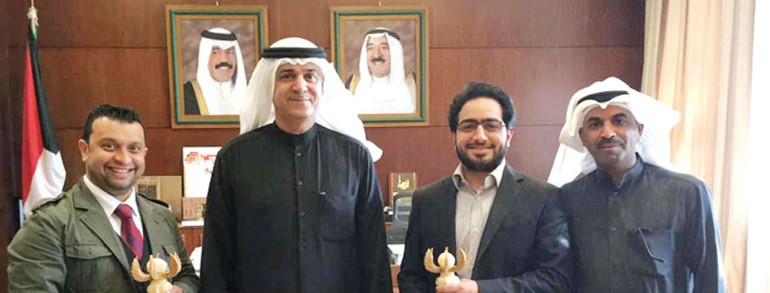 م علي اليوحة مع طارق العلي ونصار النصار وعثمان الصفي