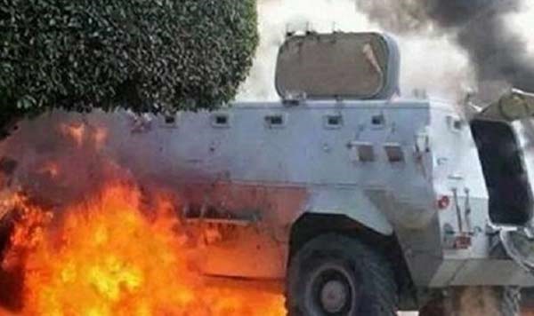 استشهاد ضابطين وإصابة 5 مجندين في انفجار عبوة ناسفة بالعريش