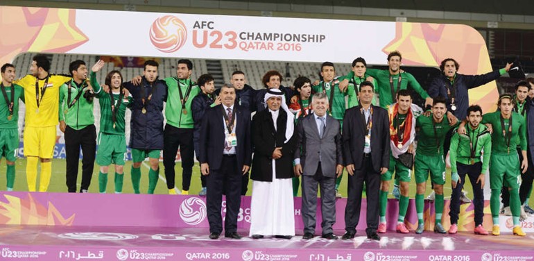 لاعبو العراق يحتفلون بالحصول على البرونزية والتاهل الى الاولمبياد