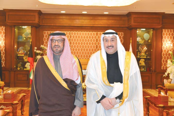 الشيخ فيصل الحمود مستقبلا صاحب السمو الملكي الامير سعود بن عبدالمحسن