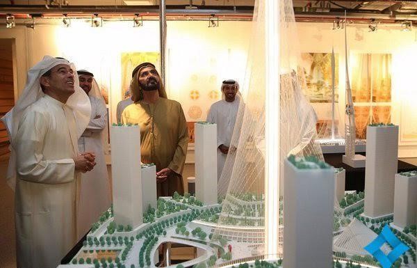 بالصور.. محمد بن راشد يختار تصميم تحفة معمارية جديدة في "خور دبي"