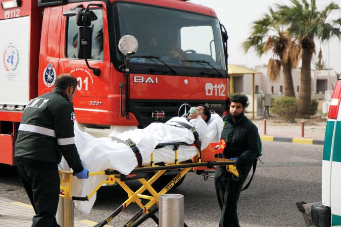 جانب من عملية الاخلاء الوهمي في مبنى Ooredoo
