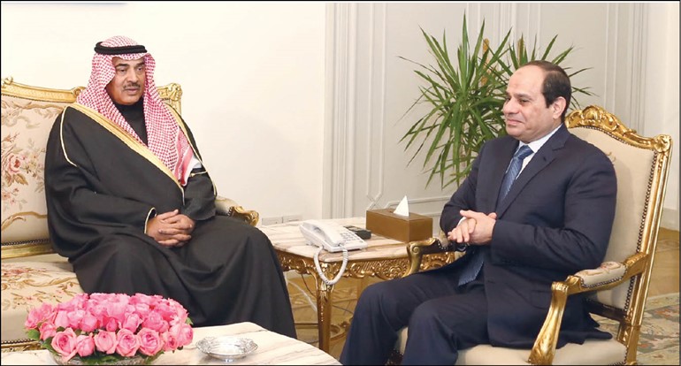الرئيس عبد الفتاح السيسي مستقبلا الشيخ صباح الخالد كونا