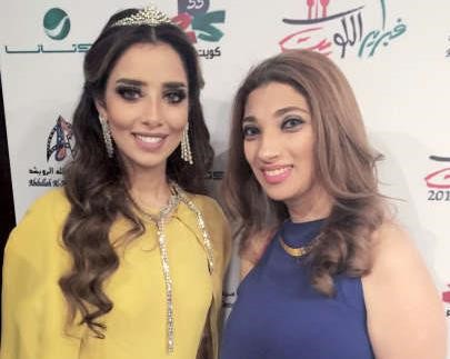 الزميلة خلود ابو المجد مع المطربة بلقيس في كواليس فبراير الكويت