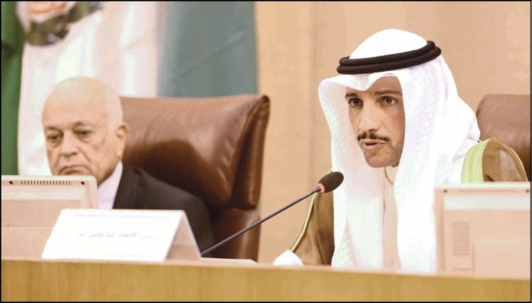 رئيس مجلس الامة مرزوق الغانم يلقي كلمته في مؤتمر رؤساء البرلمانات العربية