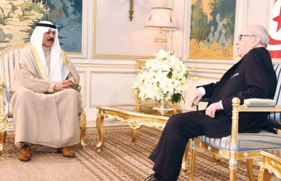 الرئيس التونسي الباجي قايد السبسي مستقبلا الشيخ محمد الخالد﻿