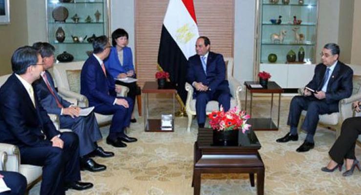 جانب من لقاءات الرئيس عبدالفتاح السيسي مع رؤساء مجموعة من الشركات الكورية