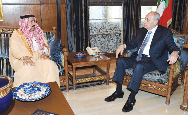 رئيس مجلس النواب نبيه بري مستقبلا السفير السعودي علي عواض العسيري في عين التينة محمود الطويل 