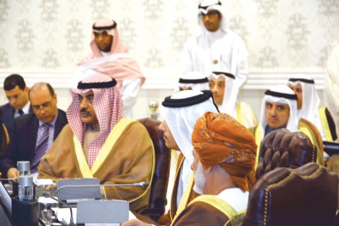 الشيخ صباح الخالد اثناء ترؤسه وفد الكويت في اجتماع المجلس الوزاري لوزراء خارجية دول مجلس التعاون الخليجي﻿