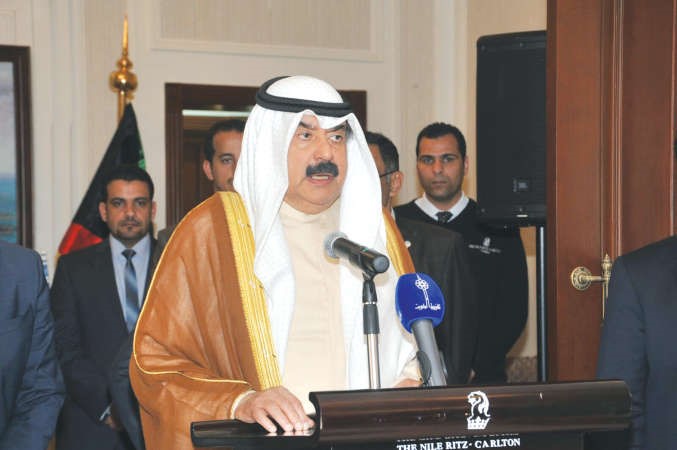 خالد الجارالله متحدثا خلال افتتاح المقر الجديد للمندوبية الدائمة للكويت﻿